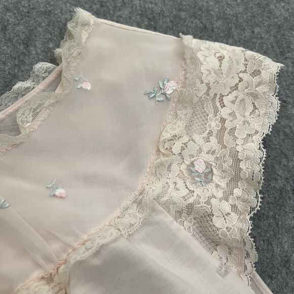 Vintage Sears Perma Prest Cottage Nightgown Embroidered Flowers Size 40-42 READ - Picture 6 of 14